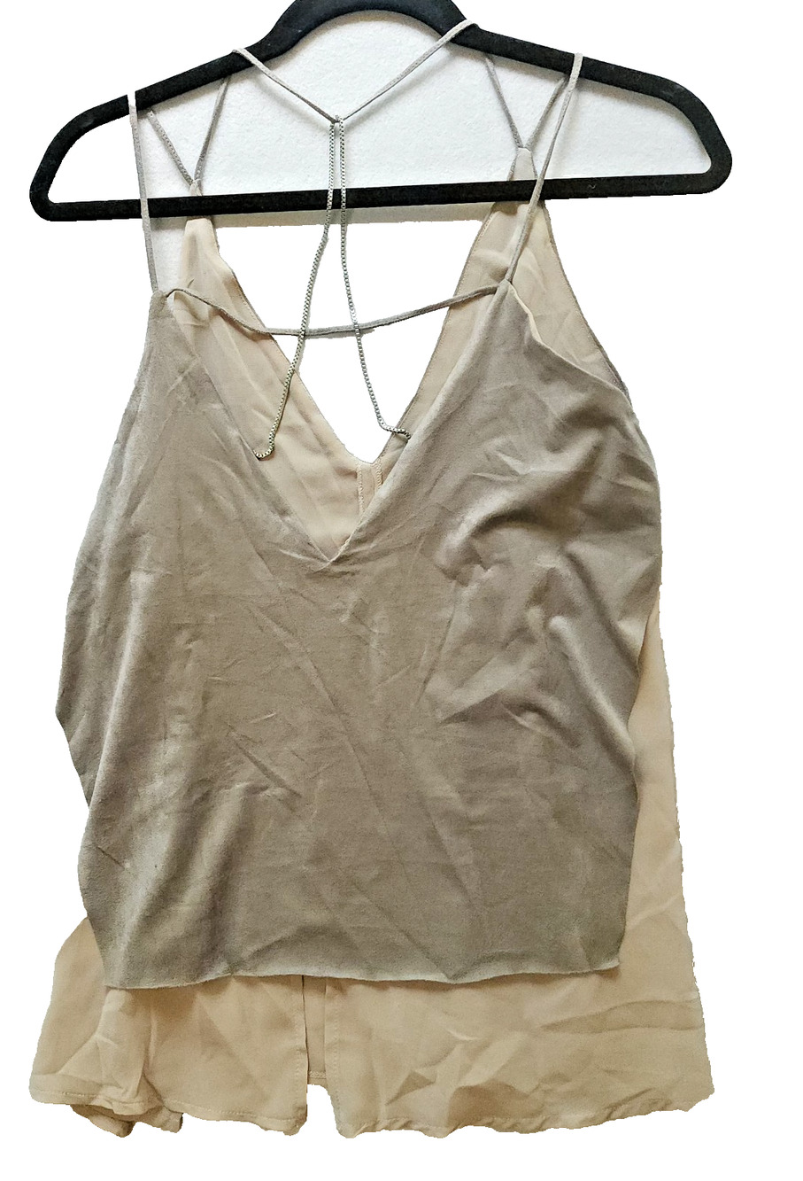 Zara W&B Collection Tank Top M Chain Brown Faux Suede Boho Festival